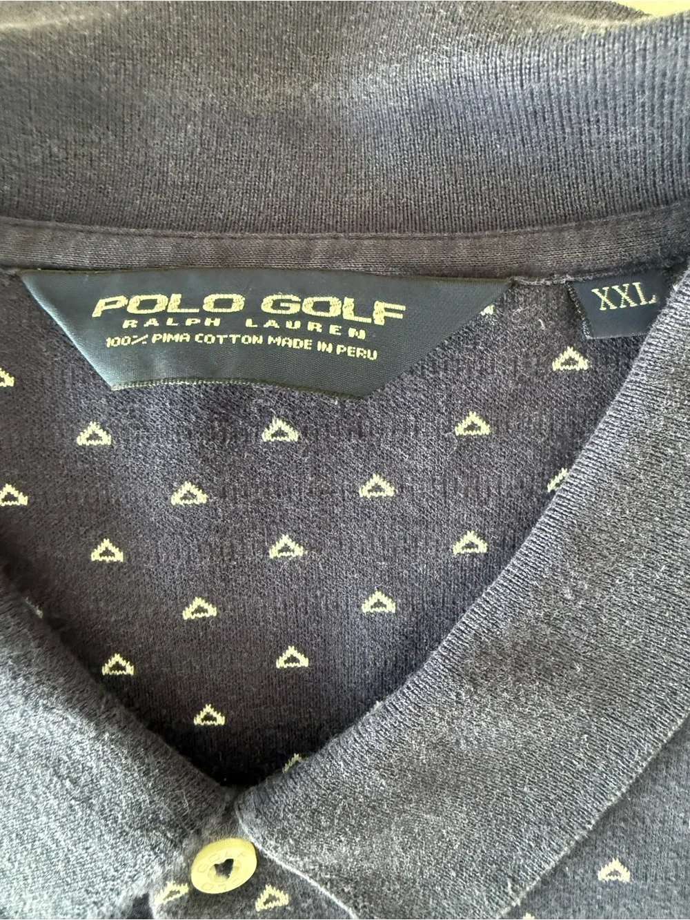 Ralph Lauren Navy Polo with White Micro Triangle Print